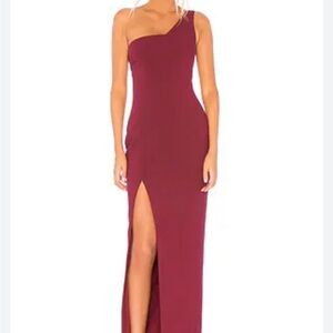 Likely One-Shoulder Burgundy Dress